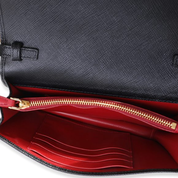 Prada Black Saffiano Leather Mini Chain Wallet - Picture 7 of 7
